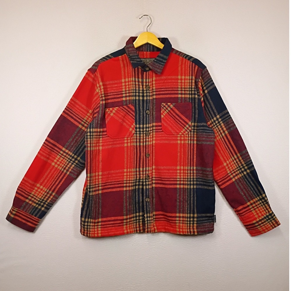 Lumberjack Brooklyn Cloth Mens Size M Red Navy Plaid Flannel Button Up Shirt